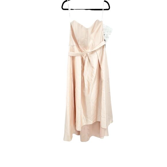 Alfred Sung D699S Strapless Pleated High/Low Sateen Twill Gown Blush Size 16 NWT - Picture 9 of 12